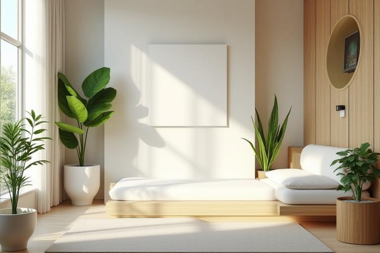 Eco-friendly hotel room with smart thermostat